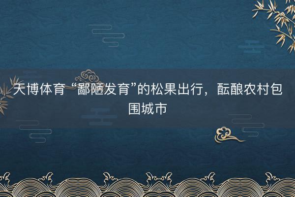 天博体育 “鄙陋发育”的松果出行，酝酿农村包围城市