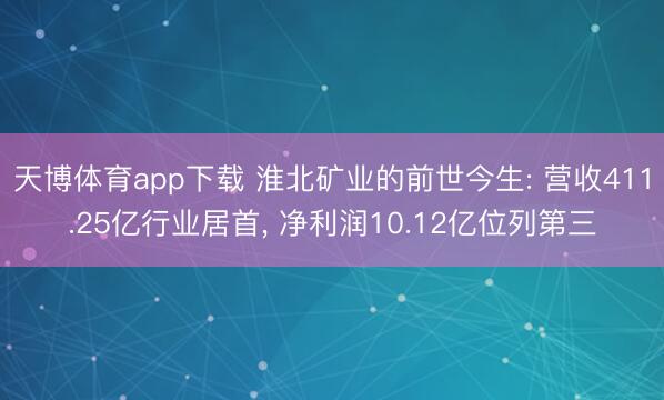 天博体育app下载 淮北矿业的前世今生: 营收411.25亿行业居首, 净利润10.12亿位列第三